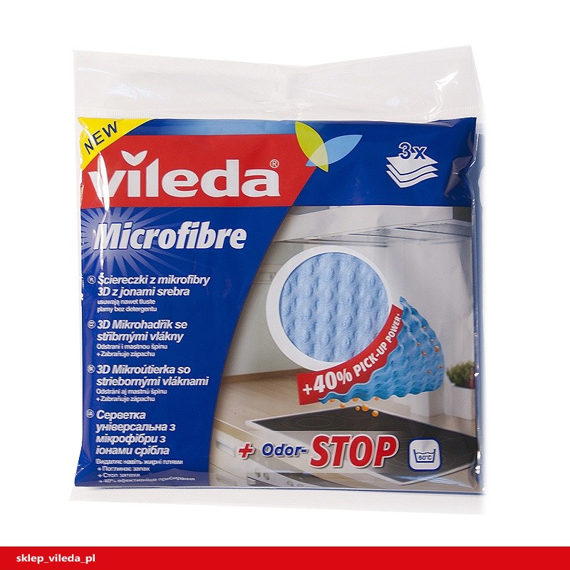 VILEDA Ściereczka ODOR STOP z mikrofibry 3D 3szt